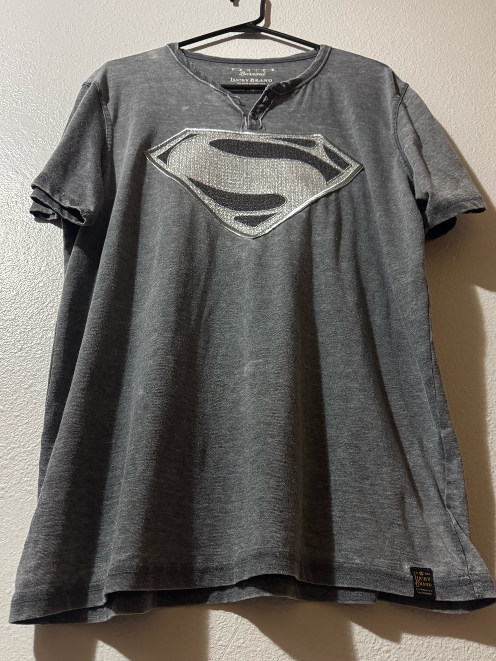Lucky Brand Mens Large Custom Black Superman Graphic Tee